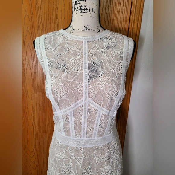 NWT Tadashi Shoji Lace Corset Look Illusion Boho Elegant Wedding Formal Dress - Picture 4 of 8